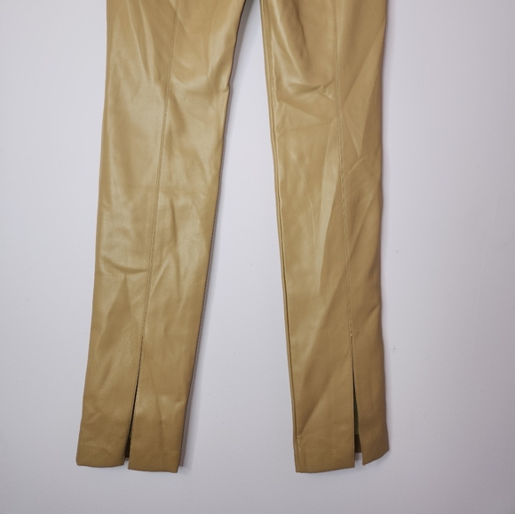 ZARA Legging Stretch Faux Leather Skinny Leg Pants, color Camel, L - Picture 2 of 14